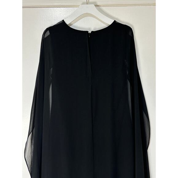 Lauren Ralph Lauren Cape Georgette Gown Black Size 6 NWT Elegant Glamorous - Picture 13 of 16
